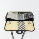 CHANEL Chain Shoulder Bag Vinyl Gray Silver CC Auth 182631SAV-9