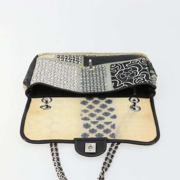CHANEL Chain Shoulder Bag Vinyl Gray Silver CC Auth 182631SAV