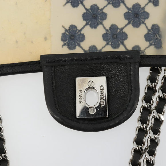 CHANEL Chain Shoulder Bag Vinyl Gray Silver CC Auth 182631SAV