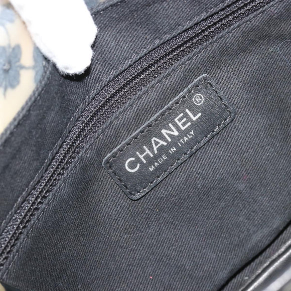 CHANEL Chain Shoulder Bag Vinyl Gray Silver CC Auth 182631SAV