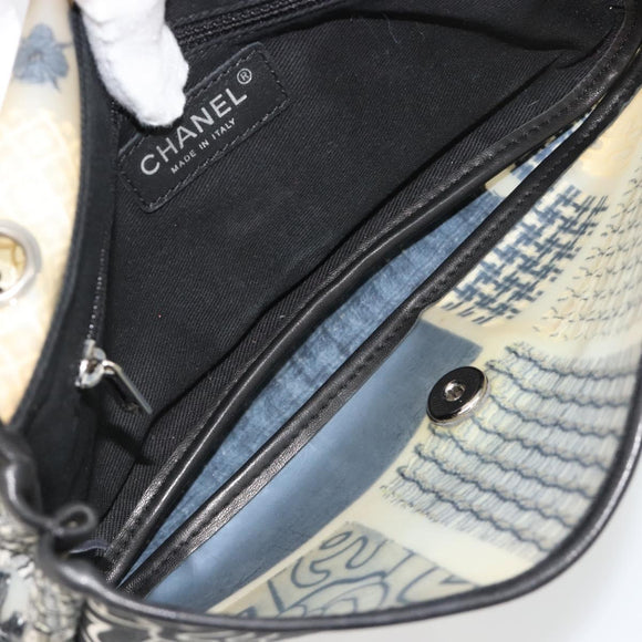 CHANEL Chain Shoulder Bag Vinyl Gray Silver CC Auth 182631SAV