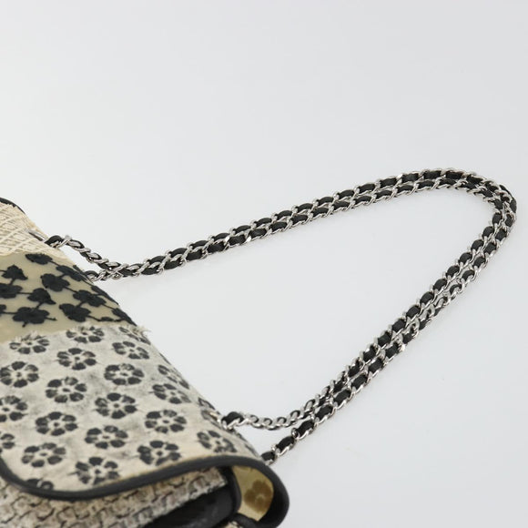 CHANEL Chain Shoulder Bag Vinyl Gray Silver CC Auth 182631SAV