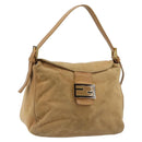 FENDI Mamma Baguette Shoulder Bag Suede Beige Gold Auth 182637SAM-1