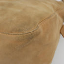FENDI Mamma Baguette Shoulder Bag Suede Beige Gold Auth 182637SAM-10
