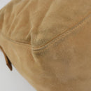 FENDI Mamma Baguette Shoulder Bag Suede Beige Gold Auth 182637SAM-11