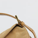 FENDI Mamma Baguette Shoulder Bag Suede Beige Gold Auth 182637SAM-14