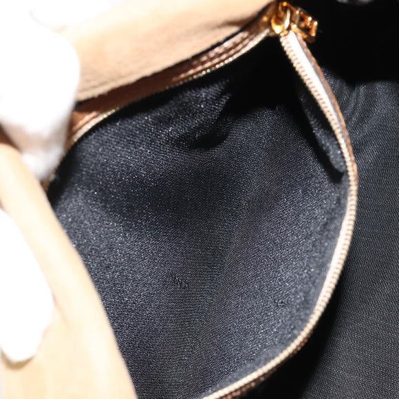 FENDI Mamma Baguette Shoulder Bag Suede Beige Gold Auth 182637SAM