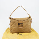FENDI Mamma Baguette Shoulder Bag Suede Beige Gold Auth 182637SAM-25