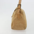 FENDI Mamma Baguette Shoulder Bag Suede Beige Gold Auth 182637SAM-4