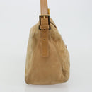 FENDI Mamma Baguette Shoulder Bag Suede Beige Gold Auth 182637SAM-5