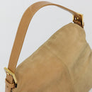 FENDI Mamma Baguette Shoulder Bag Suede Beige Gold Auth 182637SAM-6