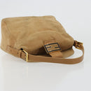 FENDI Mamma Baguette Shoulder Bag Suede Beige Gold Auth 182637SAM-7
