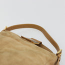 FENDI Mamma Baguette Shoulder Bag Suede Beige Gold Auth 182637SAM-8