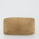 FENDI Mamma Baguette Shoulder Bag Suede Beige Gold Auth 182637SAM-9