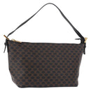 CELINE Macadam Canvas Shoulder Bag PVC Leather Black Gold Auth 182639A-1
