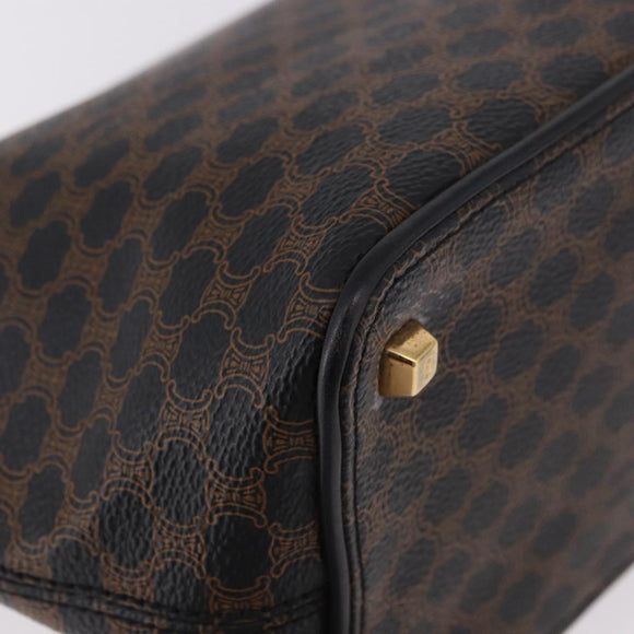 CELINE Macadam Canvas Shoulder Bag PVC Leather Black Gold Auth 182639A