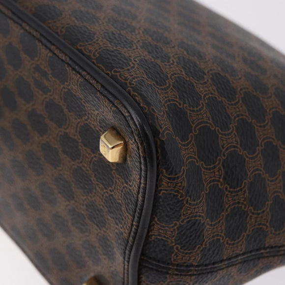 CELINE Macadam Canvas Shoulder Bag PVC Leather Black Gold Auth 182639A