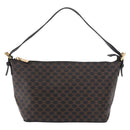 CELINE Macadam Canvas Shoulder Bag PVC Leather Black Gold Auth 182639A-13
