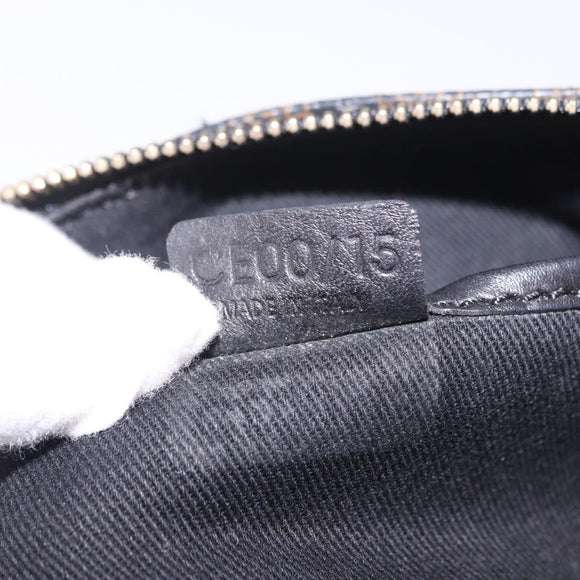 CELINE Macadam Canvas Shoulder Bag PVC Leather Black Gold Auth 182639A