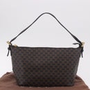 CELINE Macadam Canvas Shoulder Bag PVC Leather Black Gold Auth 182639A-12