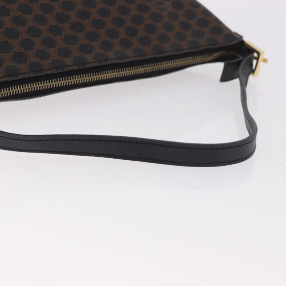 CELINE Macadam Canvas Shoulder Bag PVC Leather Black Gold Auth 182639A