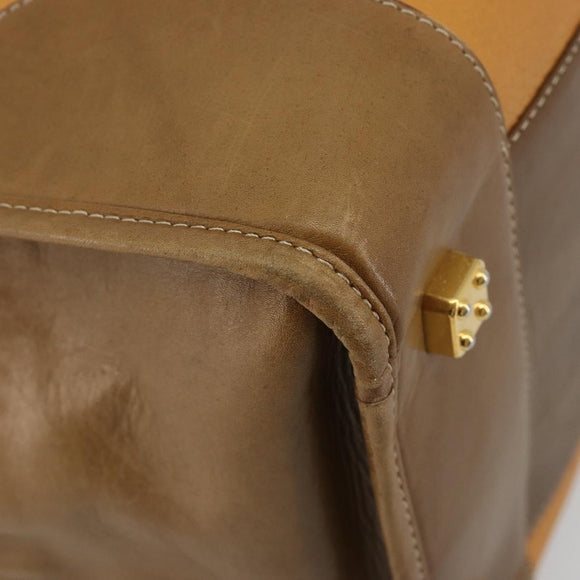LOEWE Anagram Amazona 40 Hand Bag Leather Beige Gold Auth 182640