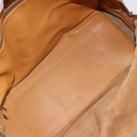 LOEWE Anagram Amazona 40 Hand Bag Leather Beige Gold Auth 182640
