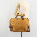 LOEWE Anagram Amazona 40 Hand Bag Leather Beige Gold Auth 182640-23