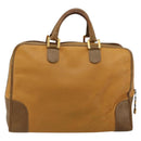 LOEWE Anagram Amazona 40 Hand Bag Leather Beige Gold Auth 182640-2