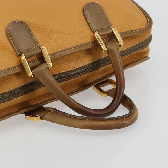 LOEWE Anagram Amazona 40 Hand Bag Leather Beige Gold Auth 182640