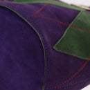 CELINE Circle Shoulder Bag Suede Purple Green gold Auth 182643-16