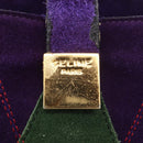 CELINE Circle Shoulder Bag Suede Purple Green gold Auth 182643-10