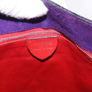 CELINE Circle Shoulder Bag Suede Purple Green gold Auth 182643-19