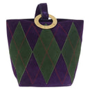 CELINE Circle Shoulder Bag Suede Purple Green gold Auth 182643-13