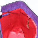 CELINE Circle Shoulder Bag Suede Purple Green gold Auth 182643-21