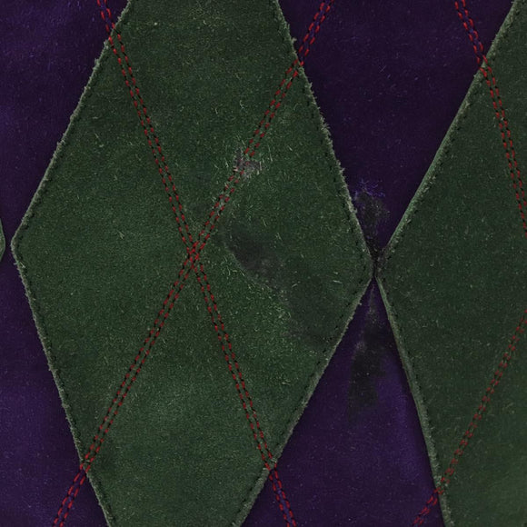 CELINE Circle Shoulder Bag Suede Purple Green gold Auth 182643