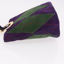 CELINE Circle Shoulder Bag Suede Purple Green gold Auth 182643-5