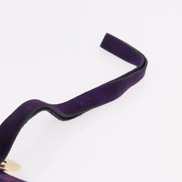 CELINE Circle Shoulder Bag Suede Purple Green gold Auth 182643