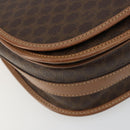 CELINE Macadam Canvas Shoulder Bag PVC Leather Brown Gold Auth 182644A-11