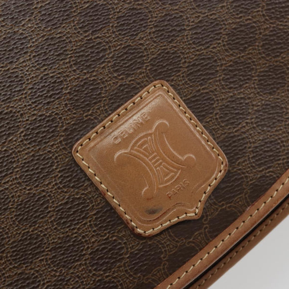 CELINE Macadam Canvas Shoulder Bag PVC Leather Brown Gold Auth 182644A