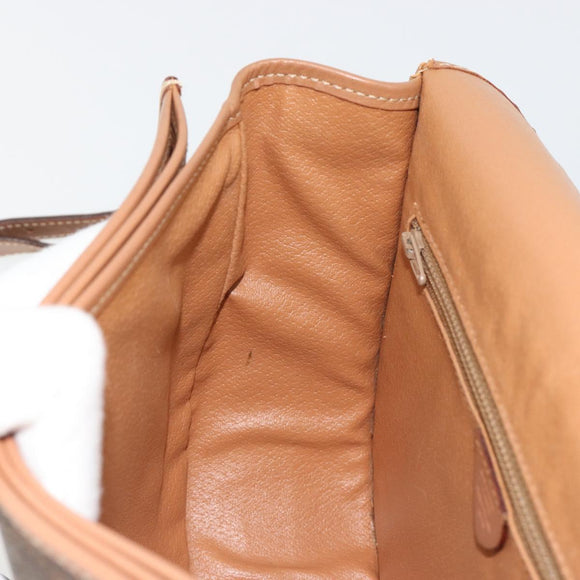 CELINE Macadam Canvas Shoulder Bag PVC Leather Brown Gold Auth 182644A