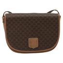 CELINE Macadam Canvas Shoulder Bag PVC Leather Brown Gold Auth 182644A-2