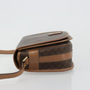CELINE Macadam Canvas Shoulder Bag PVC Leather Brown Gold Auth 182644A-5