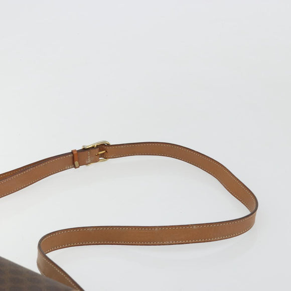 CELINE Macadam Canvas Shoulder Bag PVC Leather Brown Gold Auth 182644A