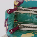 CHANEL Pouch PVC Canvas Green CC Auth 182645-17