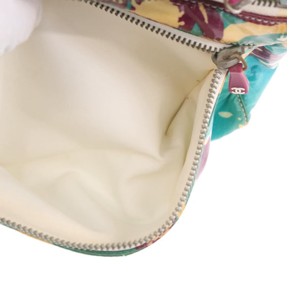 CHANEL Pouch PVC Canvas Green CC Auth 182645