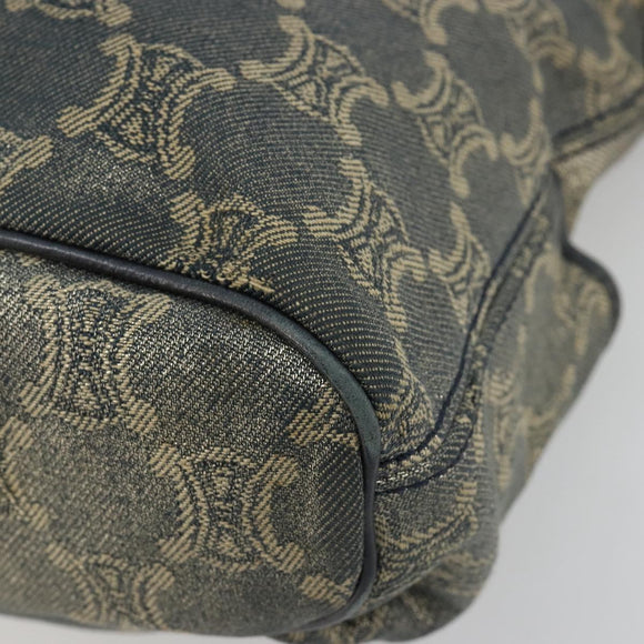 CELINE Paris Macadam Canvas Shoulder Bag Denim Gray Silver Auth 182647A