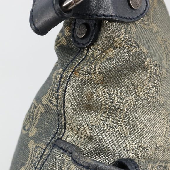 CELINE Paris Macadam Canvas Shoulder Bag Denim Gray Silver Auth 182647A