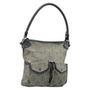 CELINE Paris Macadam Canvas Shoulder Bag Denim Gray Silver Auth 182647A-1