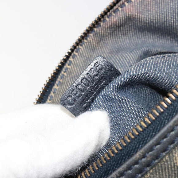 CELINE Paris Macadam Canvas Shoulder Bag Denim Gray Silver Auth 182647A
